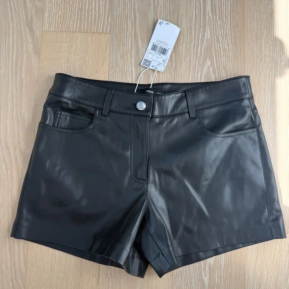 Mango Leather Effect Shorts New with Tags micro short $70 est retail size 2 - Picture 3 of 8